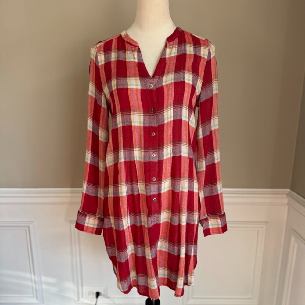 Anthropologie Oversized Akemi & Kin Lucie Plaid Tunic Size XS